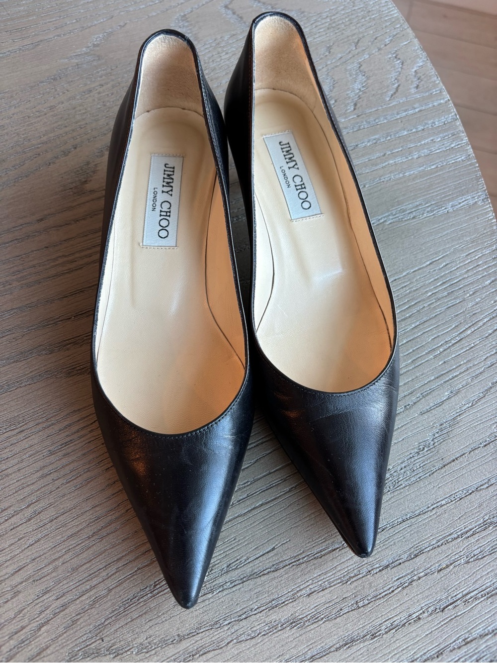 Jimmy Choo Black Leather Amelia 35 Black Pumps Womens EU 37/ US 7